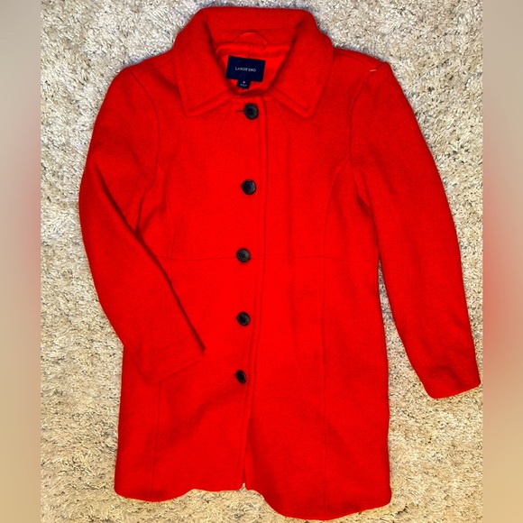 Lands End Red/Orange Pea Coat - Picture 1 of 12